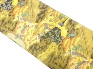 未使用品　松に屋敷模様織り出し　袋帯